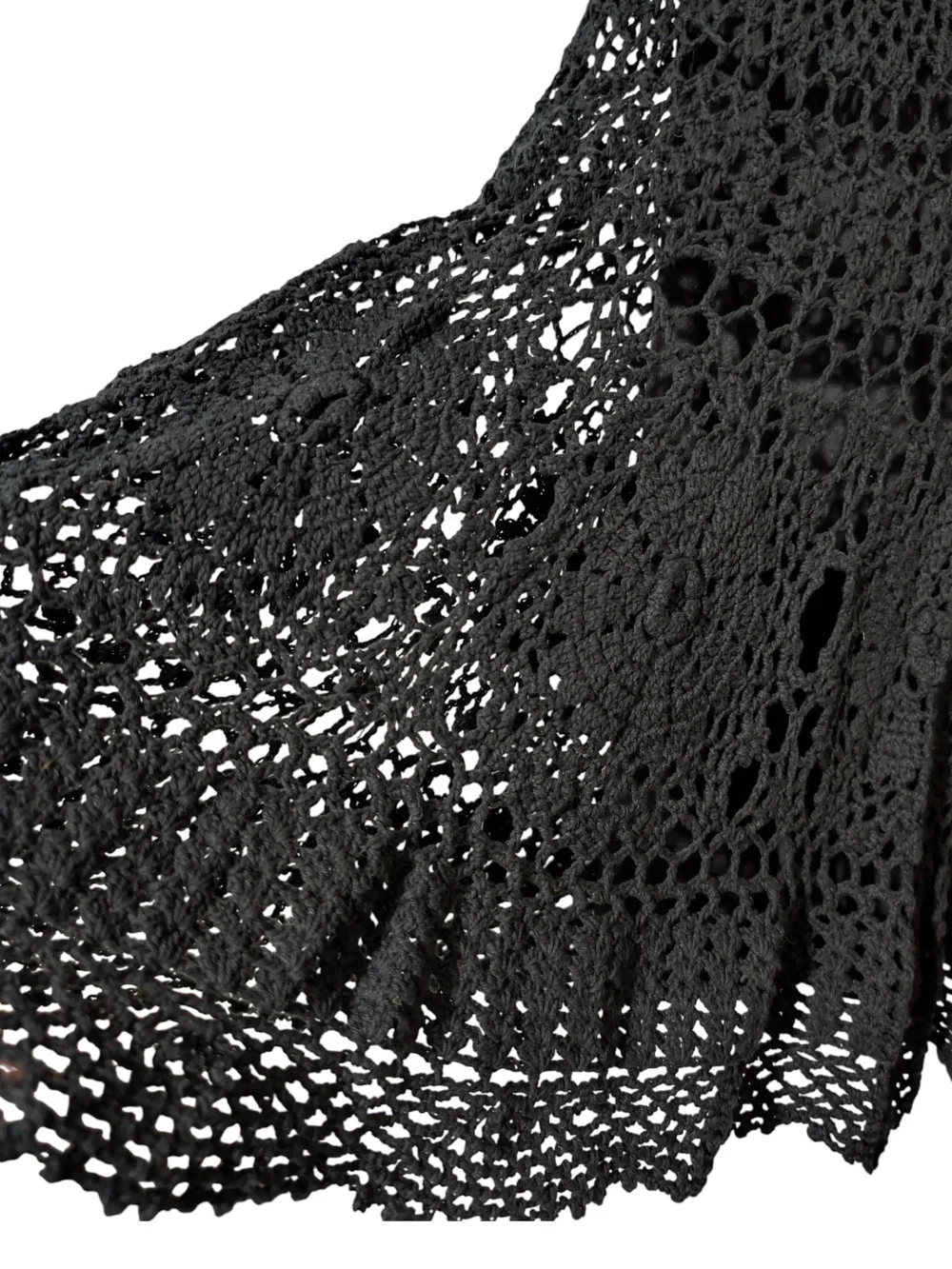 V Cristina Black Crochet A-line Skirt with Flared Hem